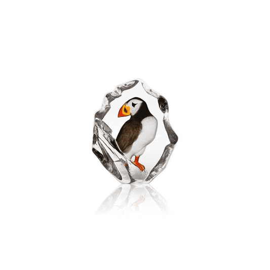 Cast Crystal Painted Puffin Sculpture