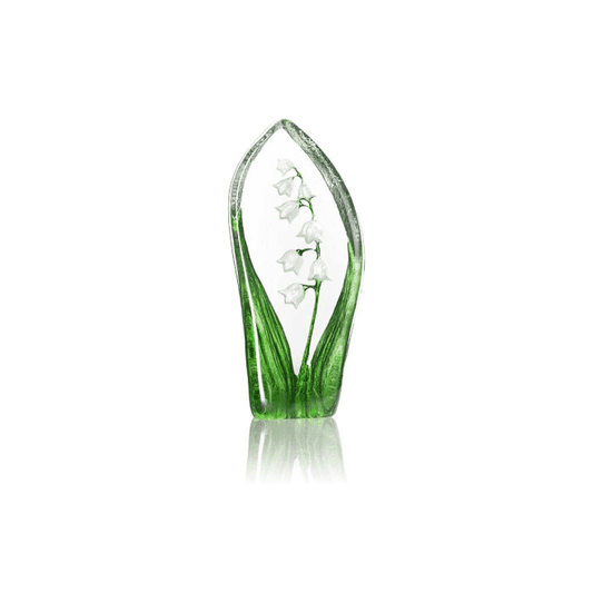 Cast Crystal Painted Lily of the Valley Sculpture