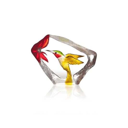 Cast Crystal Painted Hummingbird Sculpture