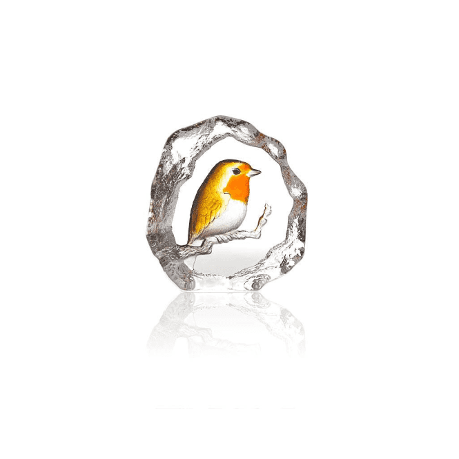 Cast Crystal Painted Robin Sculpture