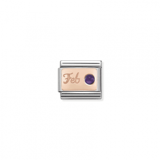 February Birthstone 9k Rose Gold Charm