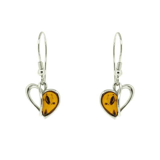 Amber Heart Drop Earrings