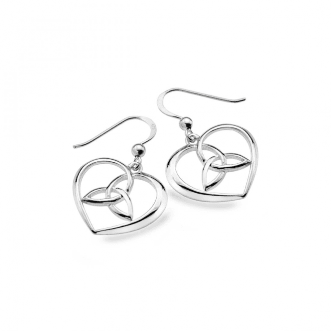 Celtic Trinity Heart Knot Drop Earrings