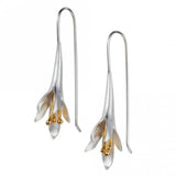 Long Fuchsia Silver & Gold Hook Earrings