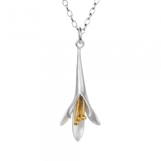 Long Fuchsia Silver & Gold Pendant