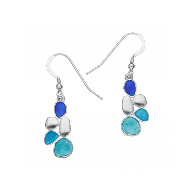 Pebbles Silver & Enamel Drop Earrings