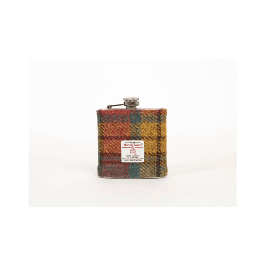 Autumnal Check Harris Tweed 6oz Hip Flask