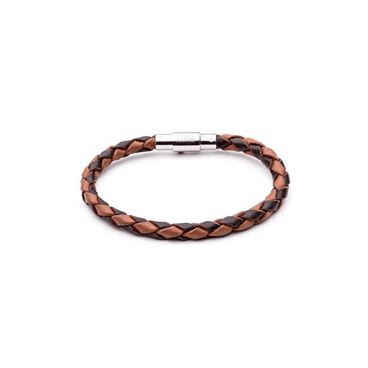 Kids Woven Leather 17cm Bracelet in Brown