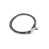 Stainless Steel Charm & Double Berry Leather Bracelet