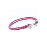Stainless Steel Charm & Double Pink Leather Bracelet