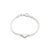 Stainless Steel Heart Charm & Four Strand White Leather Bracelet