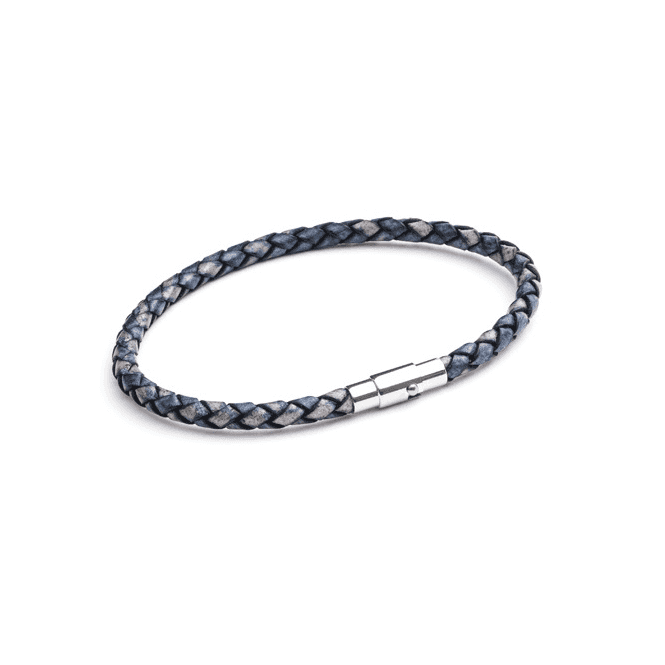 Stainless Steel & Denim Simple Woven Leather Bracelet