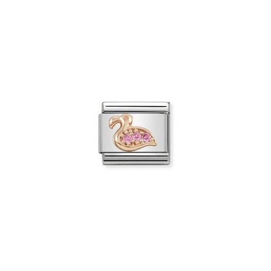 Flamingo Charm - 9K Rose Gold & CZ