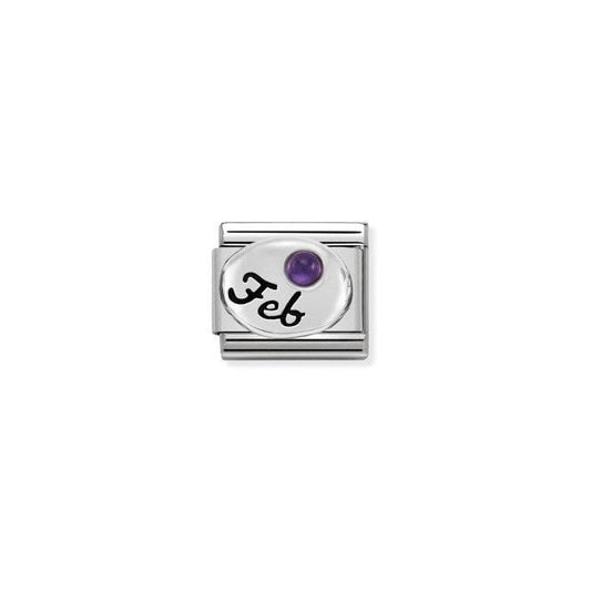 February Birthstone Silver Charm