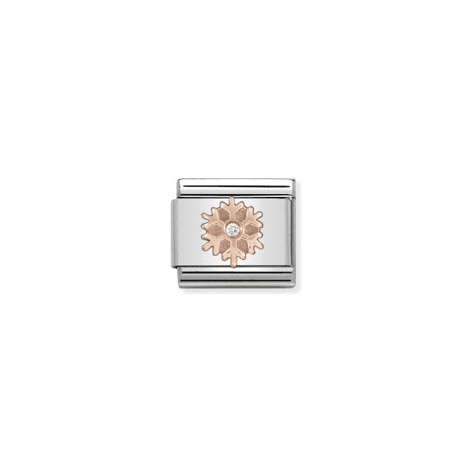 Snowflake 9K Rose Gold & CZ Charm