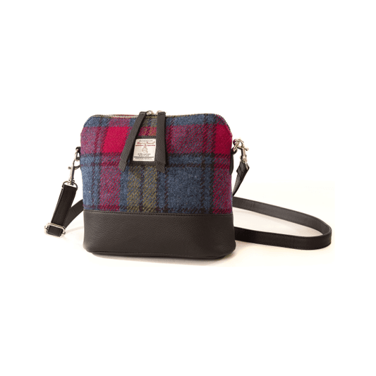 Square Shoulder Bag in Blue & Pink Multicolour Check