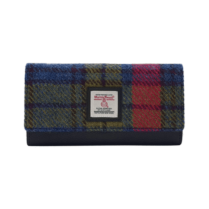 Harris Tweed Envelope Purse in Blue & Pink Multicolour Check