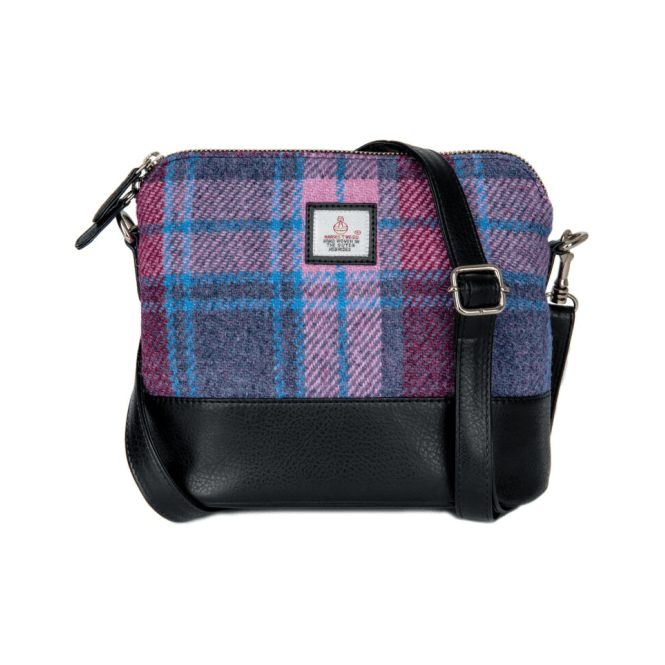 Harris Tweed Square Shoulder Bag in Pastel Pink