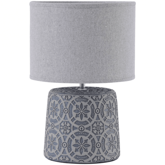 Grey Concrete Geometric Patterned Table Lamp