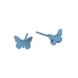 Titanium Small Light Blue Butterfly Studs
