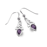 Celtic Trinity Knot and Amethyst Drop Earrings