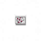 Red Ladybug Charm - Silver and CZ