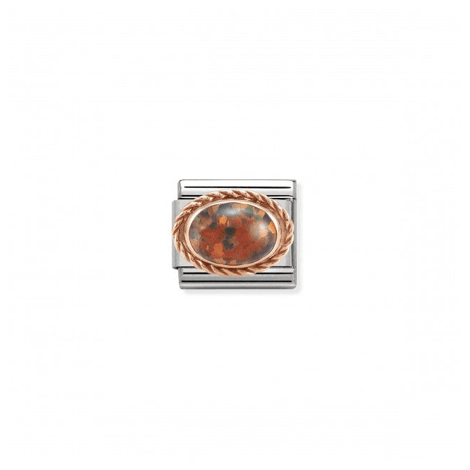 Red Opal Oval in Rich Setting Charm - 9K Rose Gold