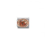 Red Opal Oval in Rich Setting Charm - 9K Rose Gold
