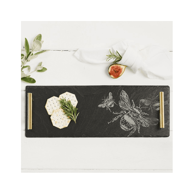 Etched Bee Slate Serving Tray