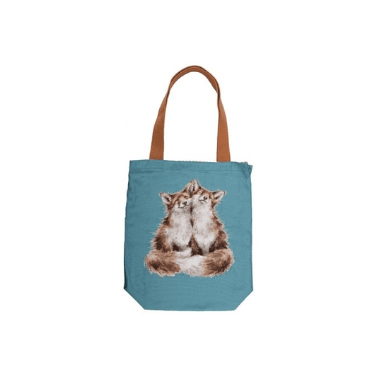 Foxes Canvas Tote Bag in Blue