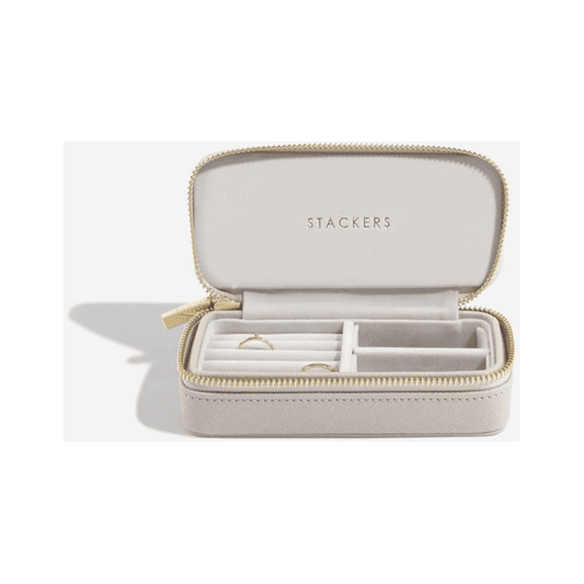 Travel Zip Jewellery Box in Taupe