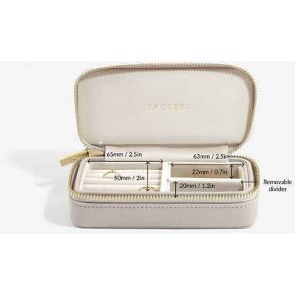 Travel Zip Jewellery Box in Taupe