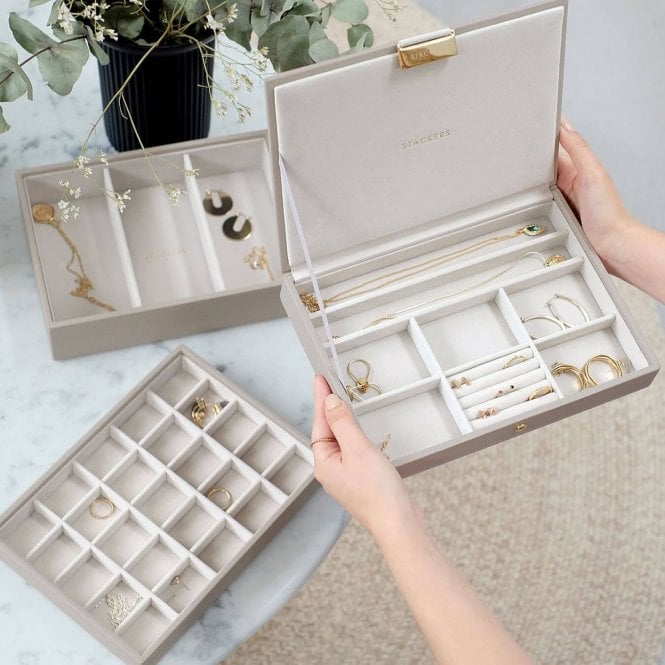 Medium Classic Jewellery Box in Taupe