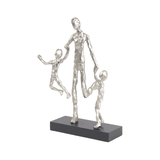 Father & Children Silver Sculpture