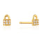 Gold Sparkle Padlock Stud Earrings