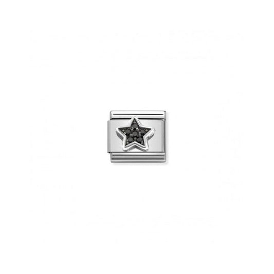 Black Pave Star Charm with Silver and CZ