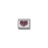 Fuchsia Pave Heart Charm with Silver and CZ