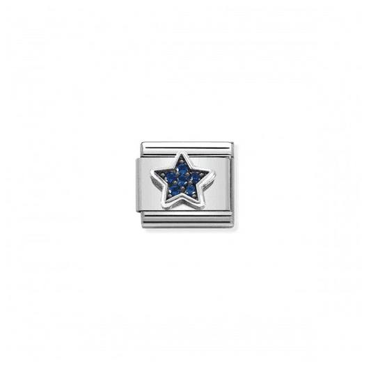 Blue Pave Star Charm with Silver and CZ