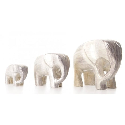 Brushed Aluminium Silver Elephant | Medium