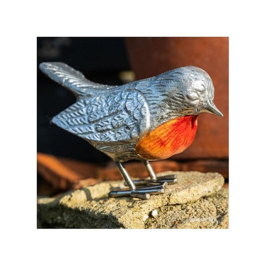 Brushed Aluminium Red Breasted Robin
