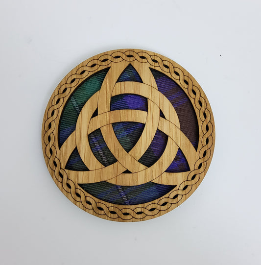 Round Celtic Knot Coaster with Tartan