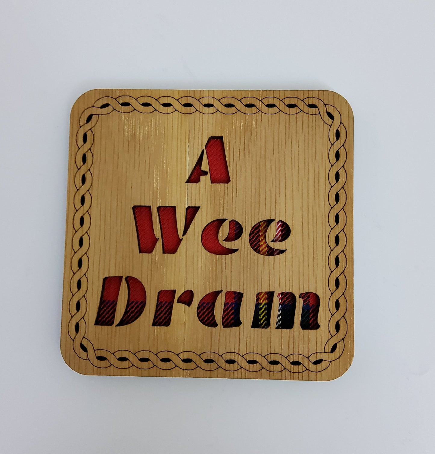 Square A Wee Dram Coaster with Tartan