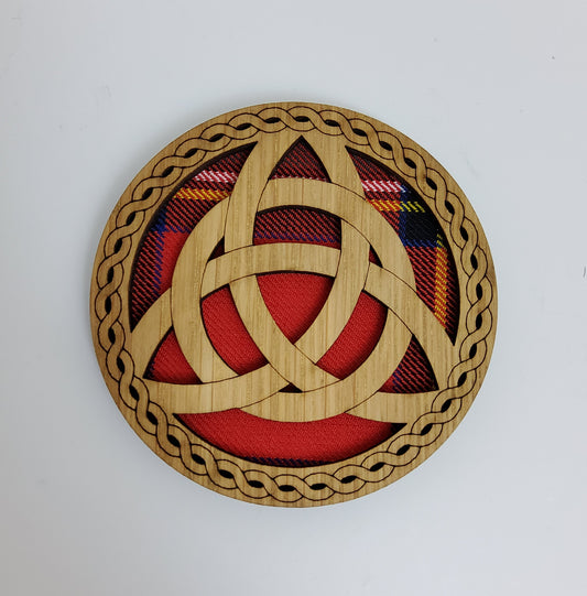 Round Celtic Knot Coaster with Tartan