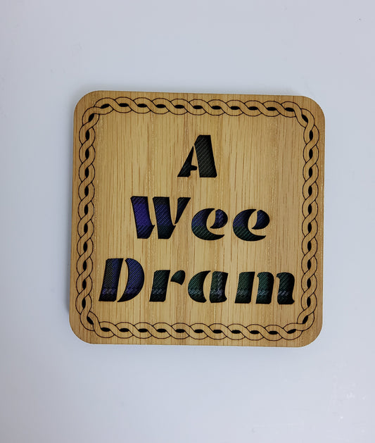 Square A Wee Dram Coaster with Tartan