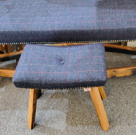 Tweed Foot Stool - Blue