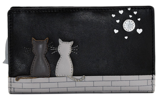 Midnight Cats BiFold Purse Black