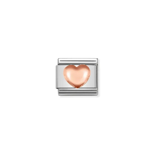 Raised Heart Charm - 9k Rose Gold