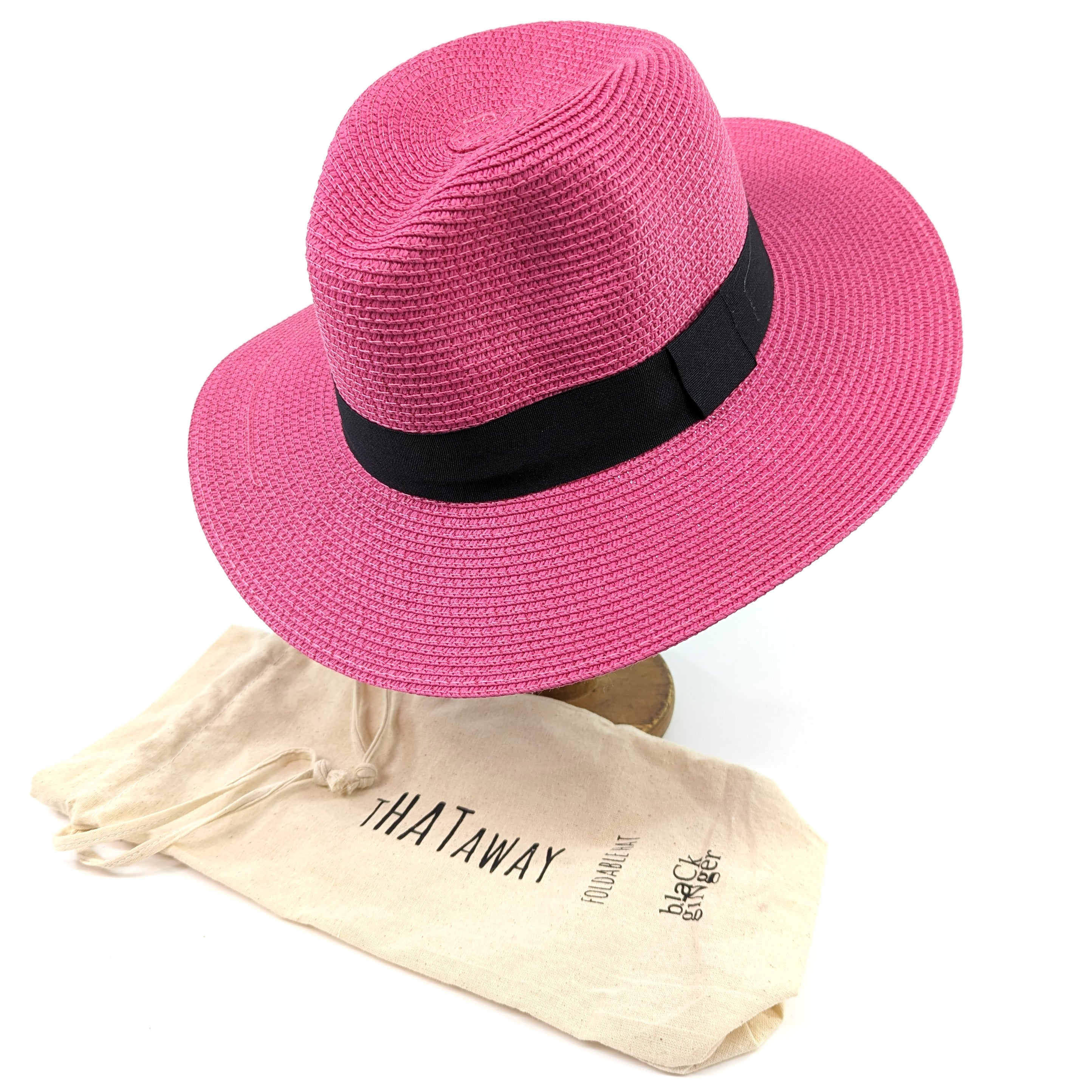 Pink Foldable Hat with Black Band
