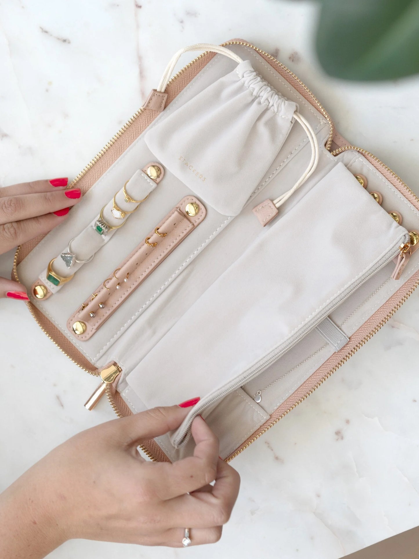 Jewellery Roll in Blush Pink