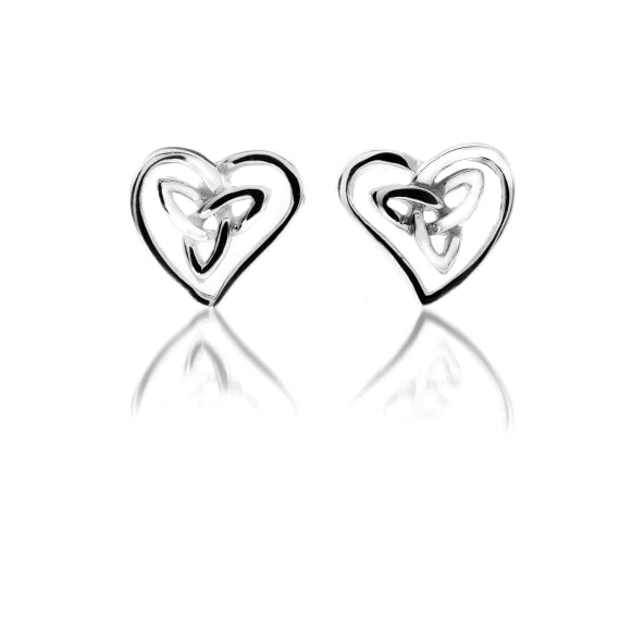 Trinity Knot Curved Heart Stud Earrings